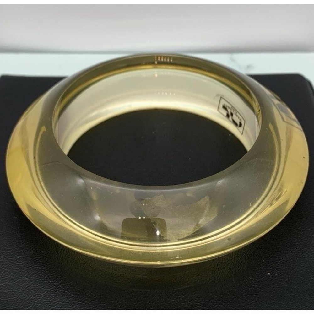 Vintage Marc Labat Paris Clear / Light Yellow Lucite Chunky Bangle Bracelet